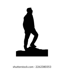 Young man silhouette vector, icon