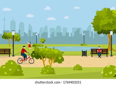 Public Park Playground Lake Camping Park Stock Vector (Royalty Free ...