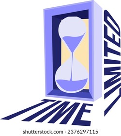 A young man sits and stands by a large clock, working on his laptop. Job scheduling optimization. Plan your business. Concept of time management with a flat isometric bundle vector.