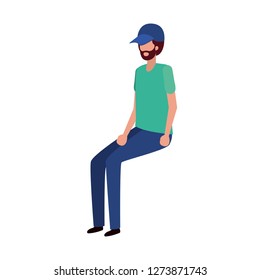 young man sitting avatar character