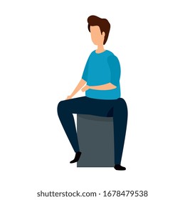 young man sitting avatar character icon vector illustration design