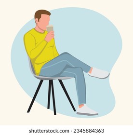 a young man sitting calmly sipping coffee  vector