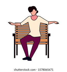 young man sitting in chair on white background vector illustration design
