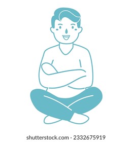 joven sentado con confianza ilustración de gesto