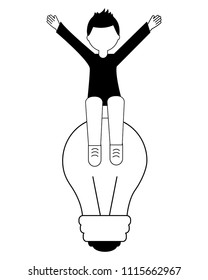 young man sitting light bulb avatar character