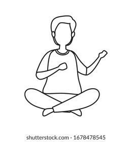 young man sitting line style icon vector illustration design