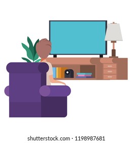 young man sitting in the livingroom avatar character