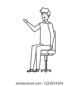 young man sitting in office chair