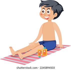Young man sitting on the beach illustration