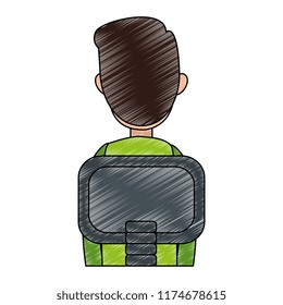 young man sitting on chair on back