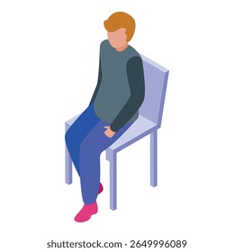 Young man is sitting on a chair, waiting for something