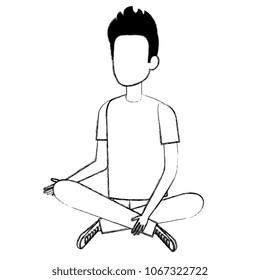 young man sitting on the floor avatar character
