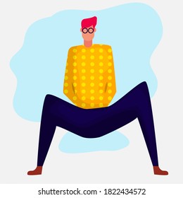 young man sitting on the floor vector  illustration in flat style