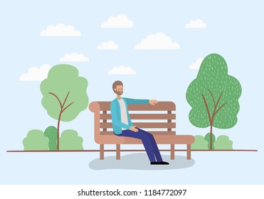 young man sitting on park chair