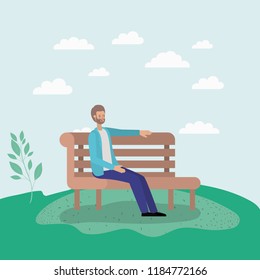 young man sitting on park chair