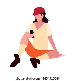 young man sitting using smartphone media