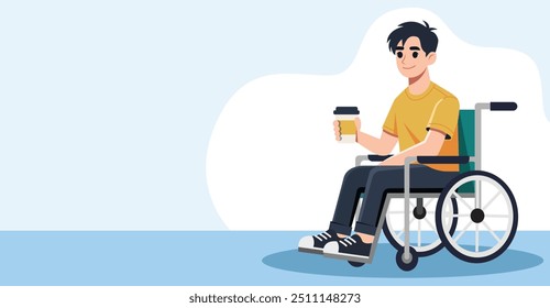 Young man sitting in wheelchair