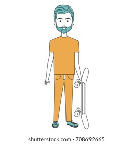 young man with skate board avatar character