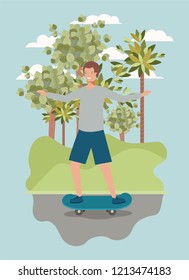 young man in skateboard on the park