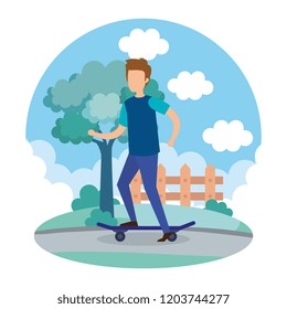 young man in skateboard in the park