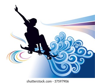 Young man skateboarding