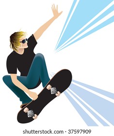 Young man skateboarding