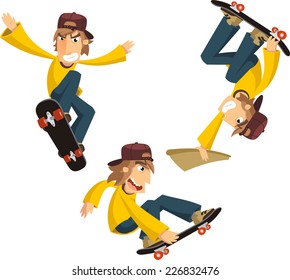 young man skateboarding cartoon