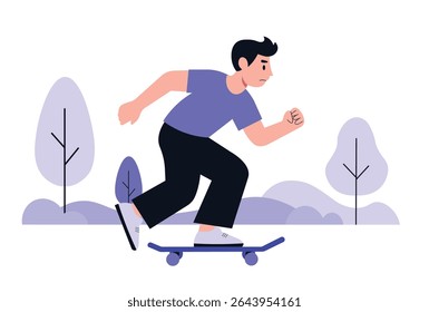 Jovem Homem Skate Divertimento ao ar livre ilustração vetor.