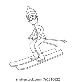 young man skiing with winter clothes