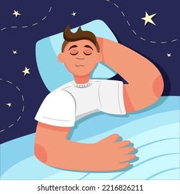 Young man sleeping in bed