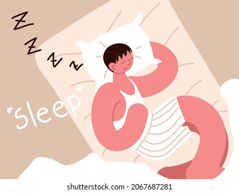 young man sleeping on bed cartoon