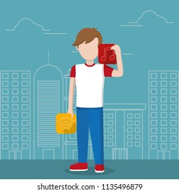 Young man and smartphone