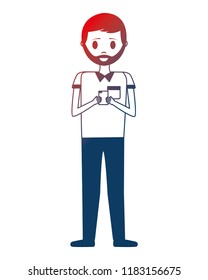 young man with smartphone avatar character