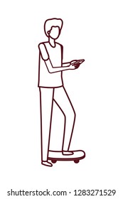 young man with smartphone avatar character