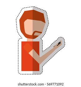 young man with smartphone avatar character vector illustration design