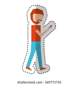 young man with smartphone avatar character vector illustration design