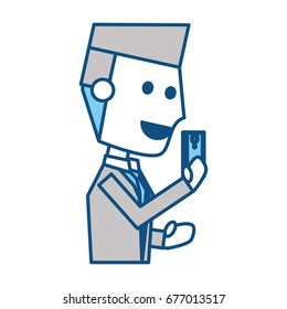 Young man with smartphone cartoon