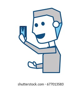 Young man with smartphone cartoon