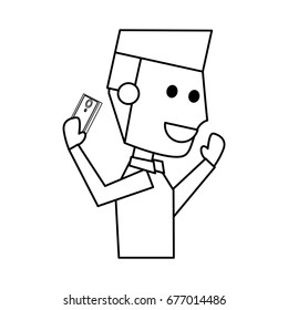 Young man with smartphone cartoon