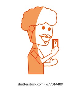 Young man with smartphone cartoon