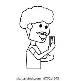 Young man with smartphone cartoon