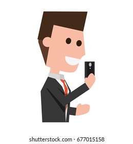 Young man with smartphone cartoon