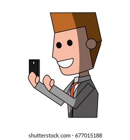 Young man with smartphone cartoon