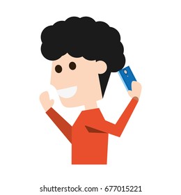 Young man with smartphone cartoon