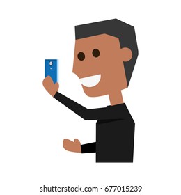 Young man with smartphone cartoon