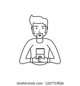 young man with smartphone device