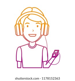 young man with smartphone and earphones