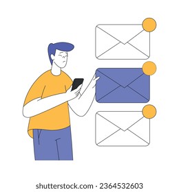 Young Man with Smartphone Multitasking Accomplishing Task Having Deadline Vector Illustration