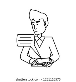 young man with smartphone and speech bubble