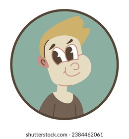Young man with smile on face, isolated portrait of male personage. Avatar or picture for family tree chart representation. Picture of relative and close friend. Vector in flat style illustration